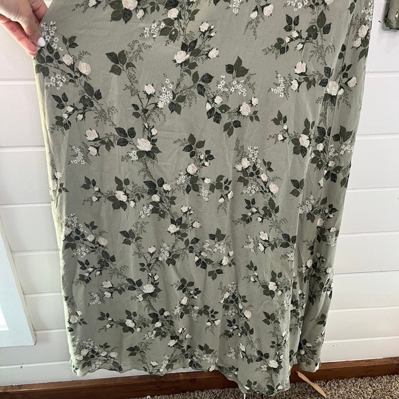 Reformation Floral Maxi Dress Stars in Verde Square Neck Green Womens 4 NEW - Picture 6 of 16